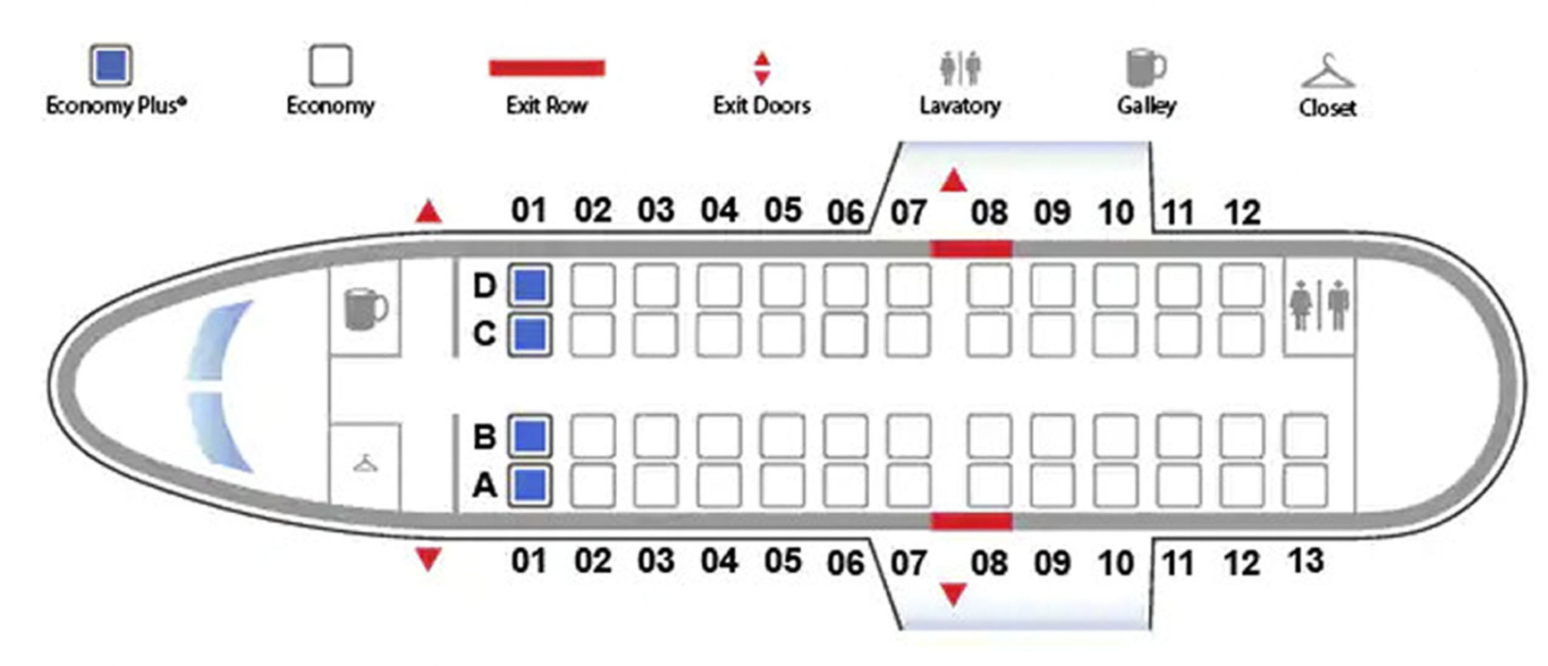 CRJ200 airplane seating plan